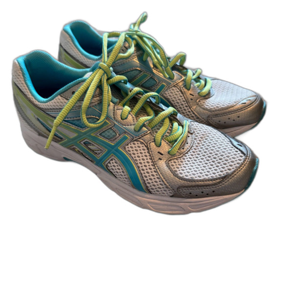 Ascis Gel Contend 2 Running Cross Training Shoes Women's Size 8.5 Silver & Green - Picture 1 of 8